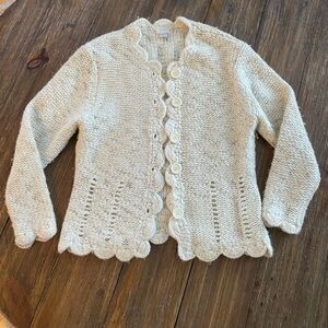 Alps vintage 90s chunky scalloped wool knit cardigan sweater